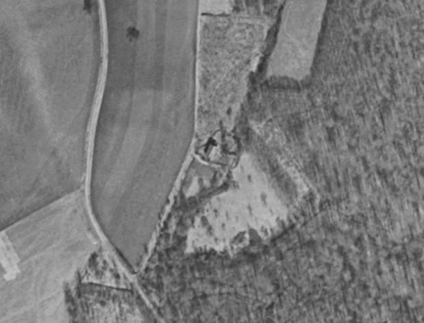 Moulin de Missancourt en 1950, photographie aérienne (source : Géoportail)